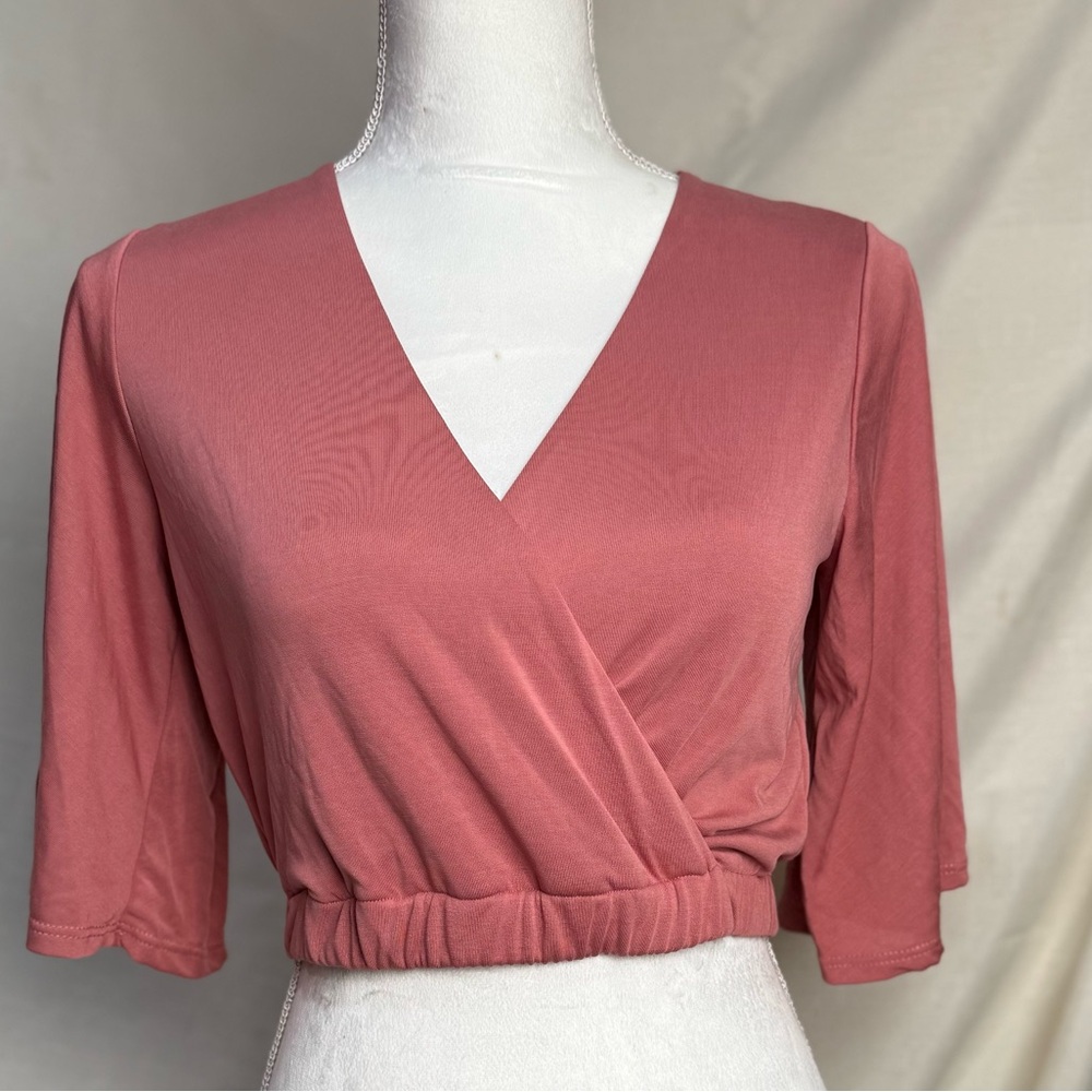 🦋Lulu's Dusty Rose Wrap Crop Top NWT